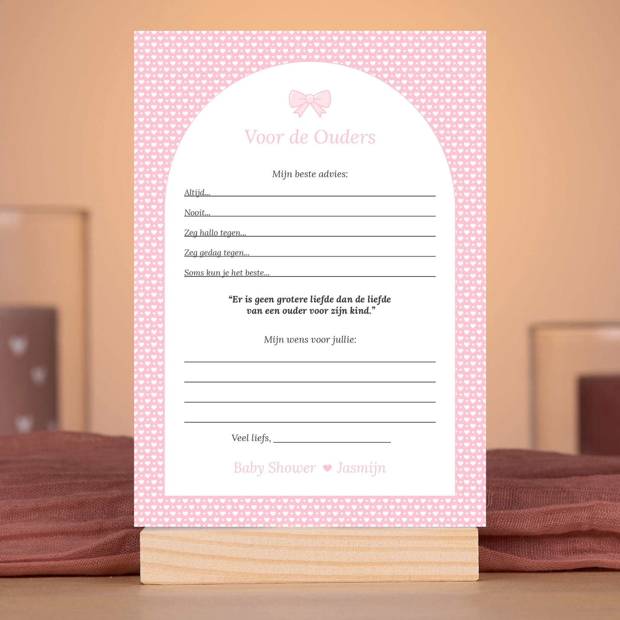 Voor de Ouders - Roze Hartjes Met Strikje