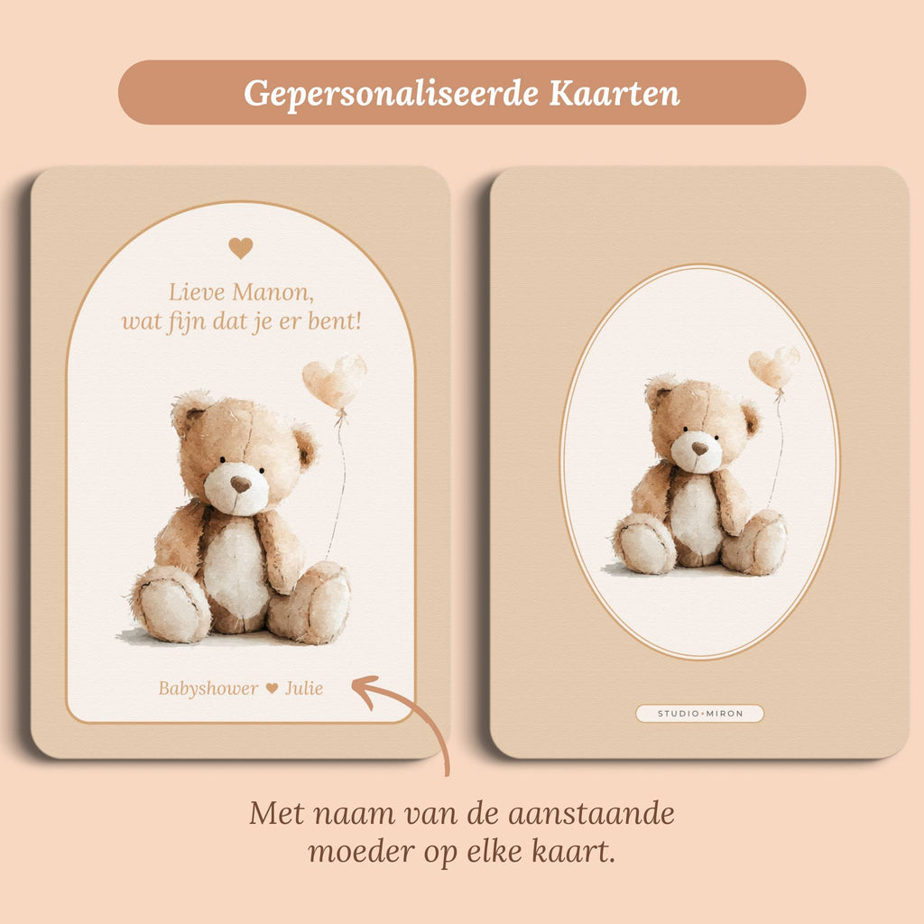 Babyshower decoratie mini welkomstbord A6 naamkaart boho zand gepersonaliseerd voor en achter Studio Miron