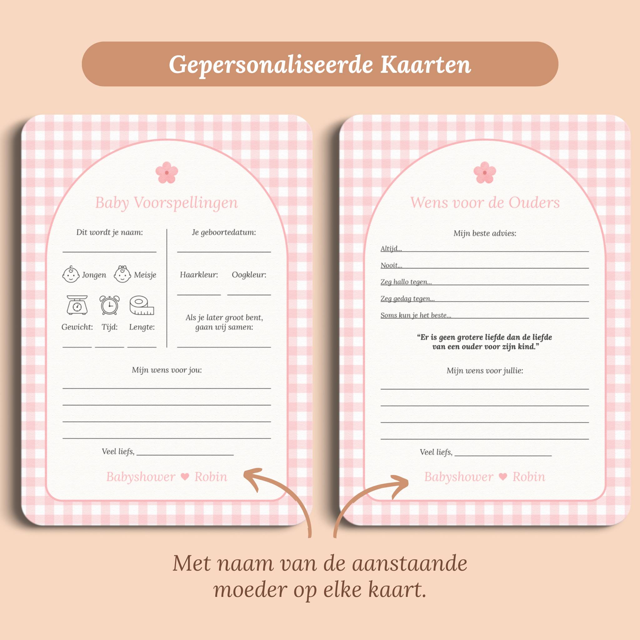 Invulkaarten Pakket | Gingham Roze