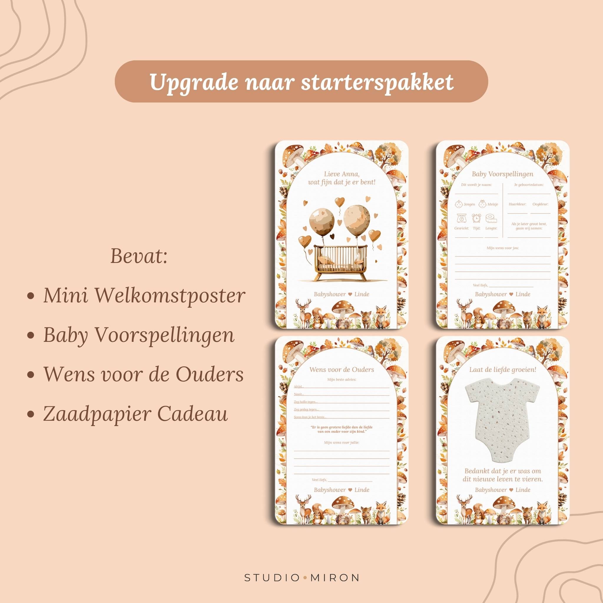 Babyshower Invulkaarten Pakket | Bosdieren