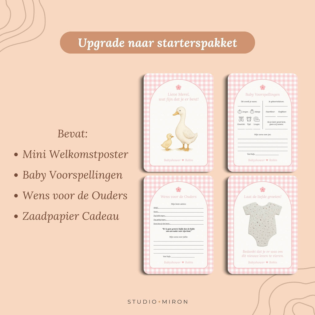 Zaadpapier Rompertje Cadeau | Gingham Roze