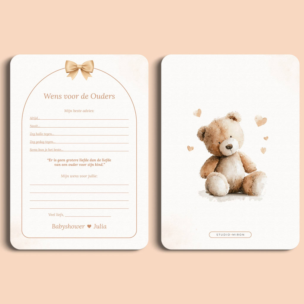 Tarjetas Baby Shower para Rellenar – Para los Padres | Lazo Boho