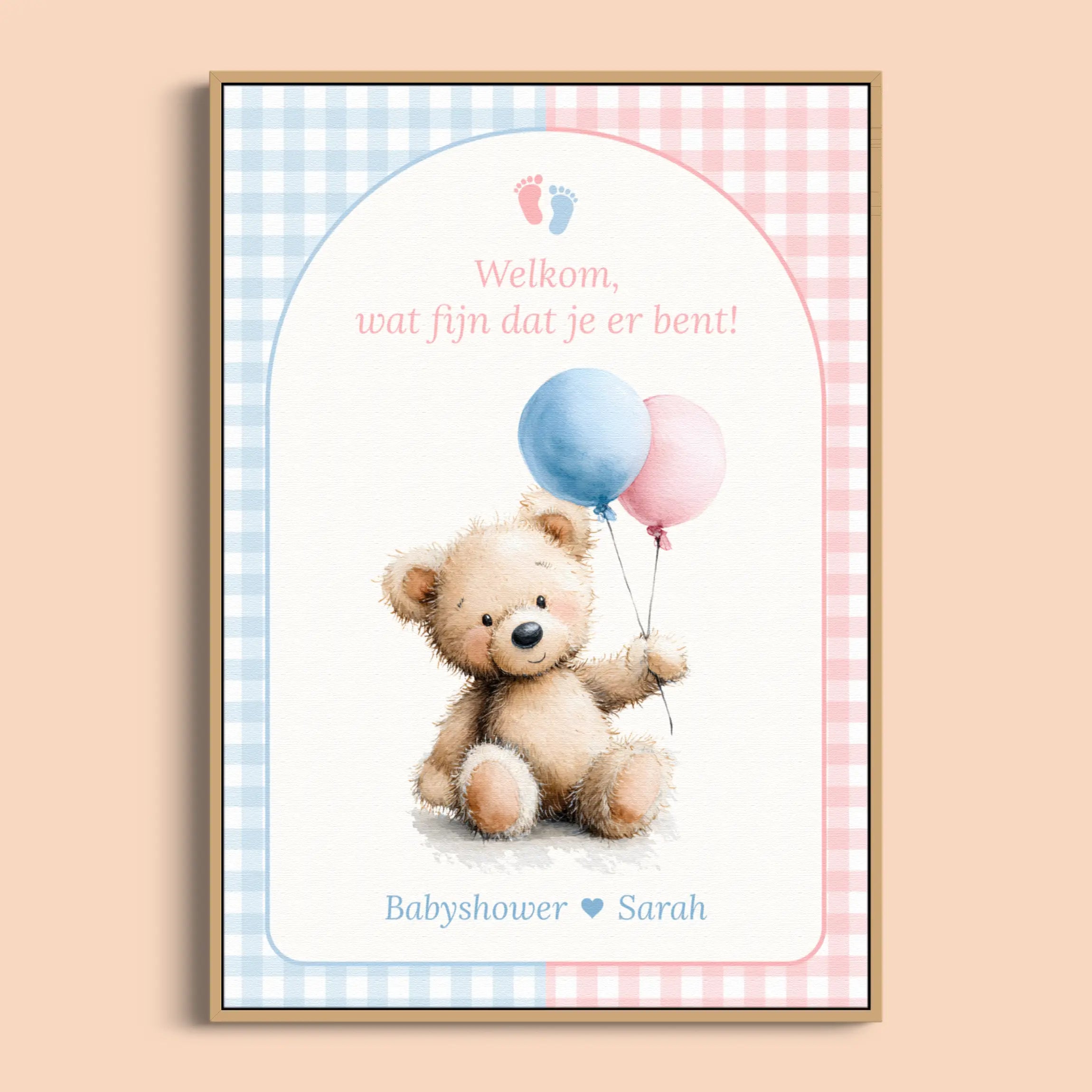 Welkomstposter | Gingham Roze-Blauw