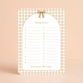 Babyshower spelkaart Namenrace in Gingham Bruin stijl, gepersonaliseerd met naam – Studio Miron
