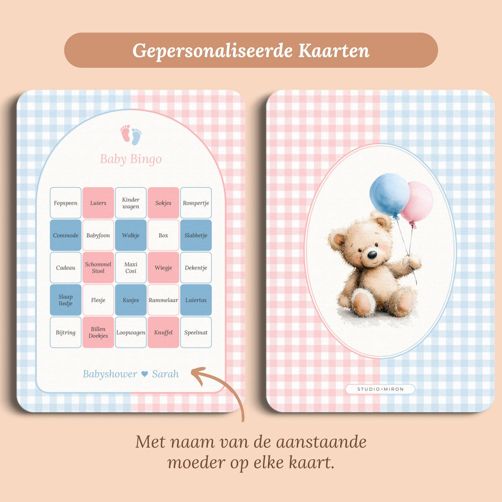 Baby Bingo | Gingham Roze-Blauw