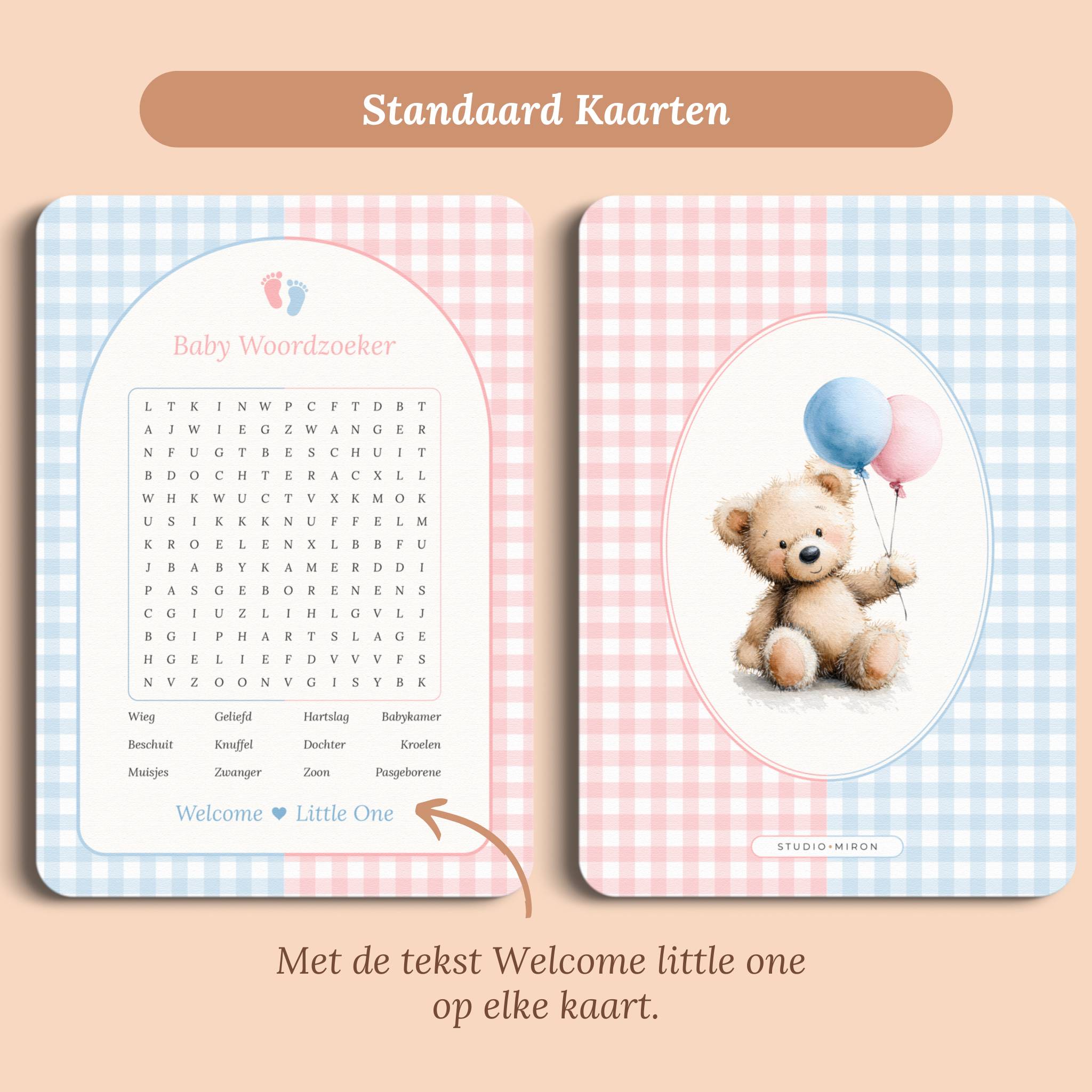 Baby Woordzoeker | Gingham Roze-Blauw