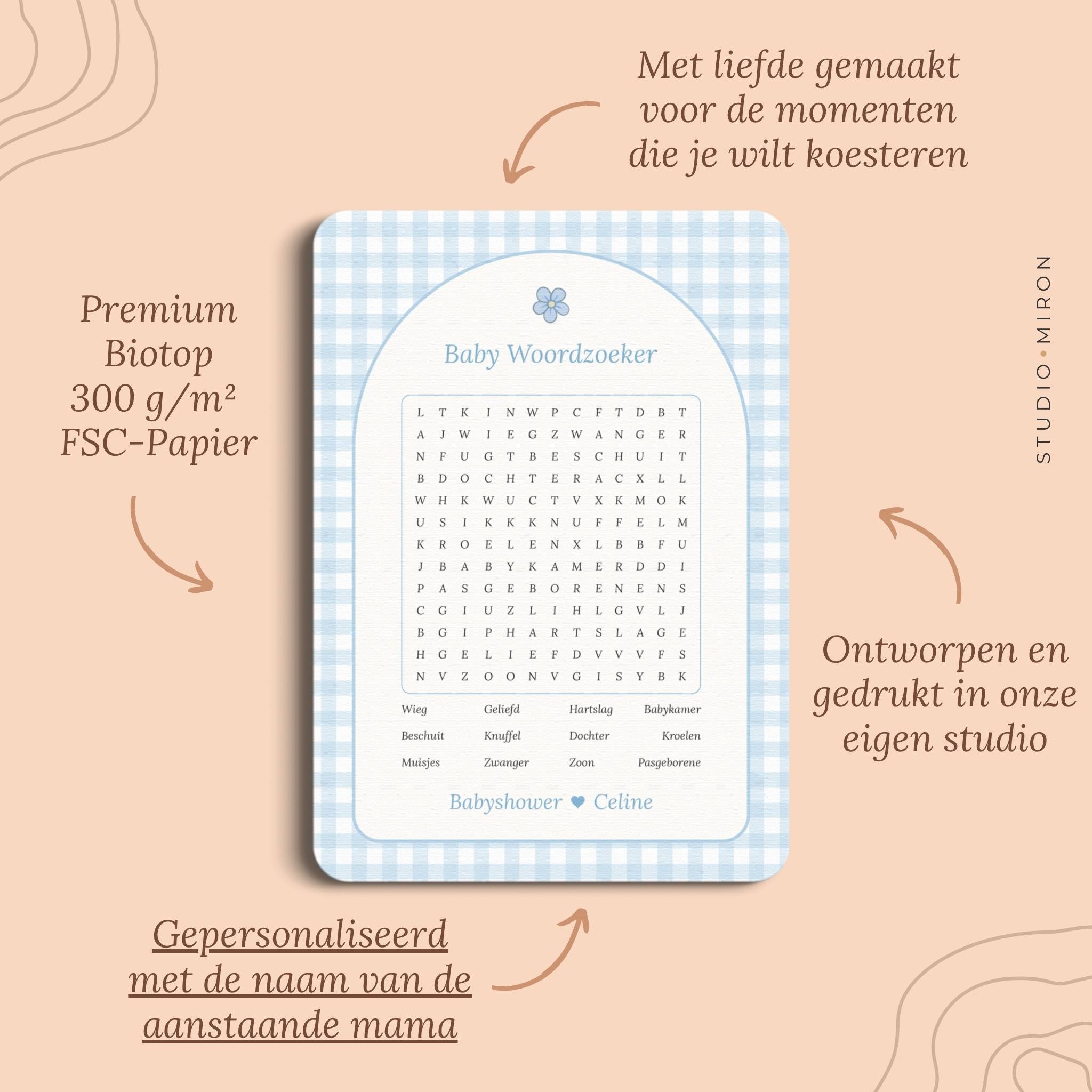 Baby Woordzoeker | Gingham Blauw