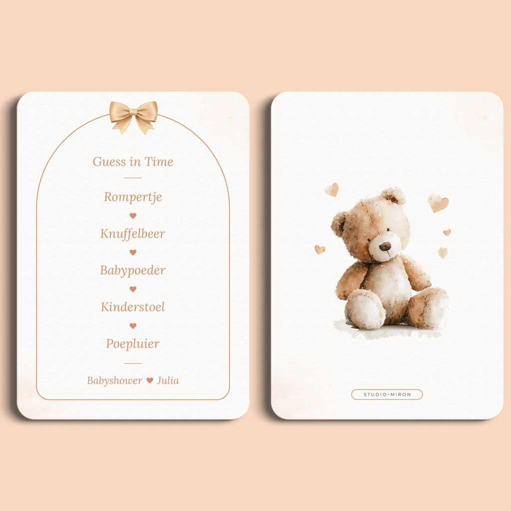 Juego Baby Shower – Guess in Time | Lazo Boho