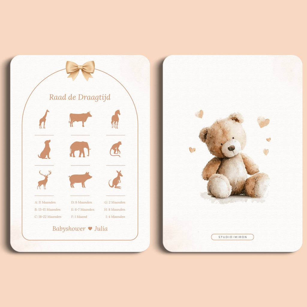 Juego Baby Shower – Adivina la Gestación | Lazo Boho