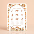 Babyshower spelkaart Raad de Draagtijd in Bosdieren stijl, gepersonaliseerd met naam – Studio Miron