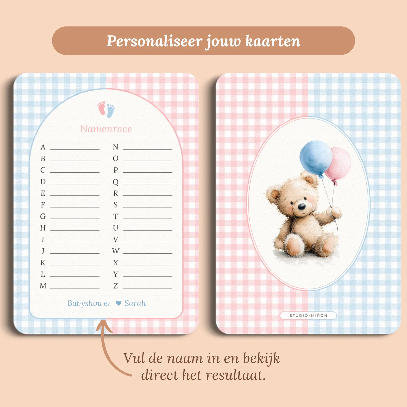 Vista previa de la tarjeta con el nombre que introduces