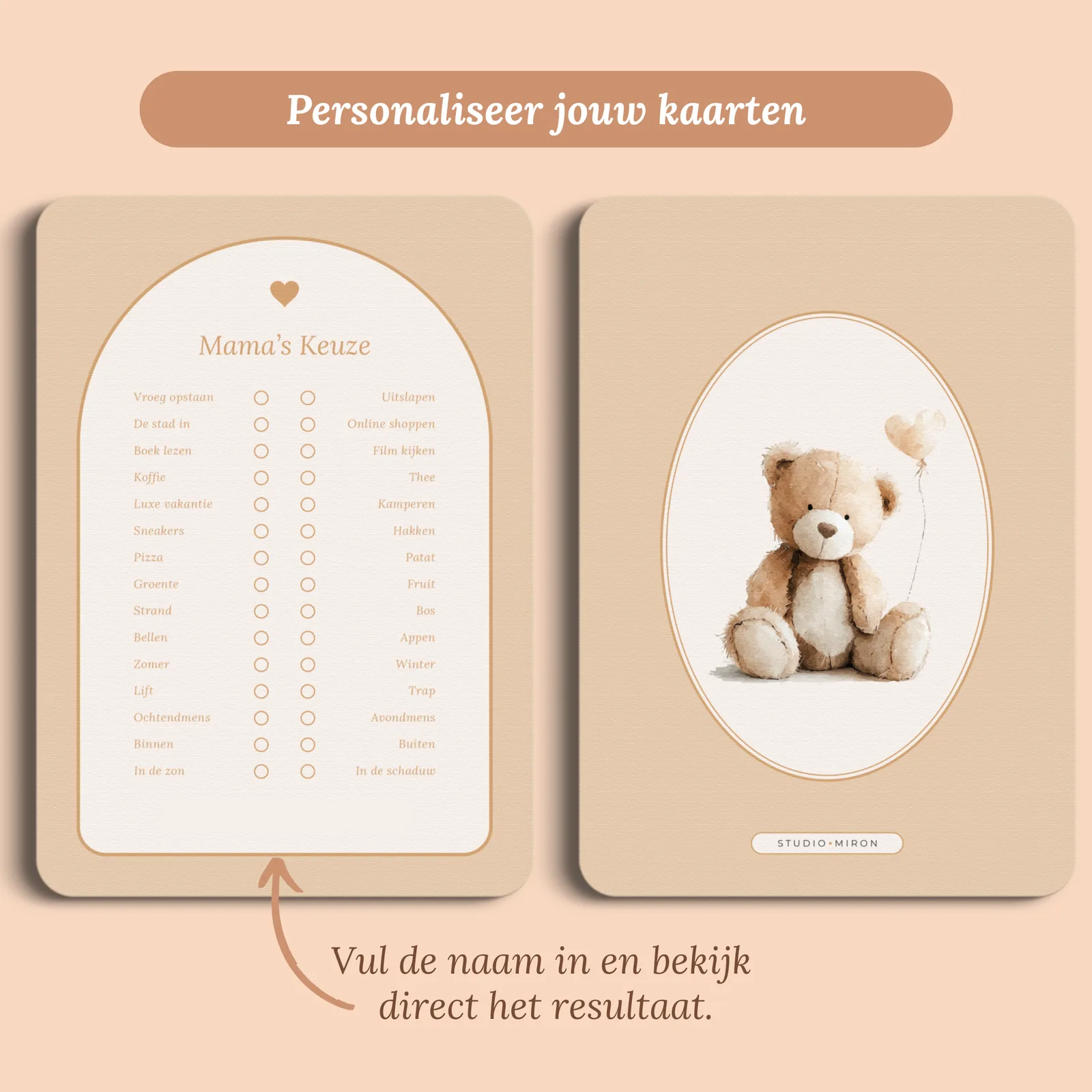 Vista previa de la tarjeta con el nombre que introduces