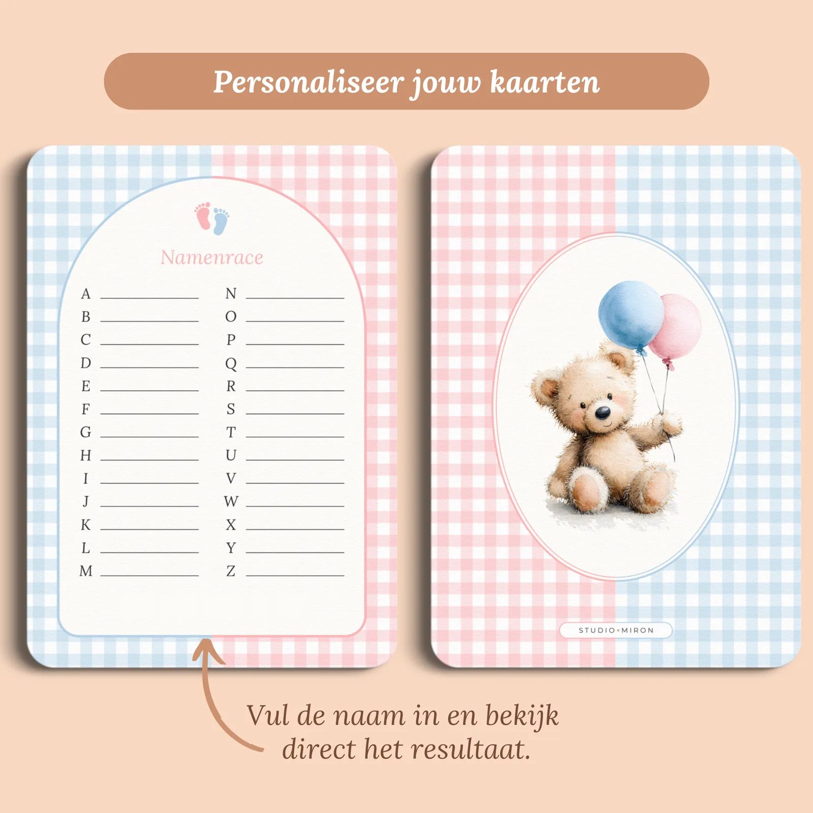 Vista previa de la tarjeta con el nombre que introduces