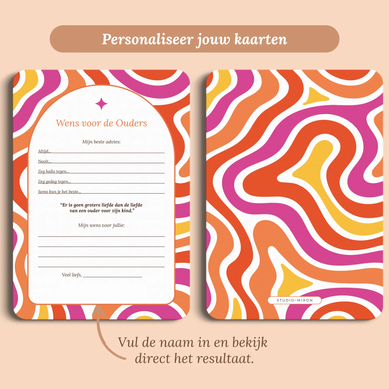 Vista previa de la tarjeta con el nombre que introduces